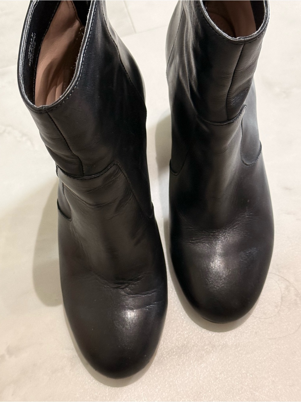 French Connection Black Leather Ankle Booties